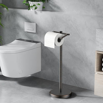 FORIOUS Toilet Paper Holder Wall Mount, Stainless Steel Rustproof Double Post Pivoting Tissue Roll Holder for Bathroom, Commercial Toilet Paper Dispenser Toilet Paper Stand, Oil Rubbed Bronze