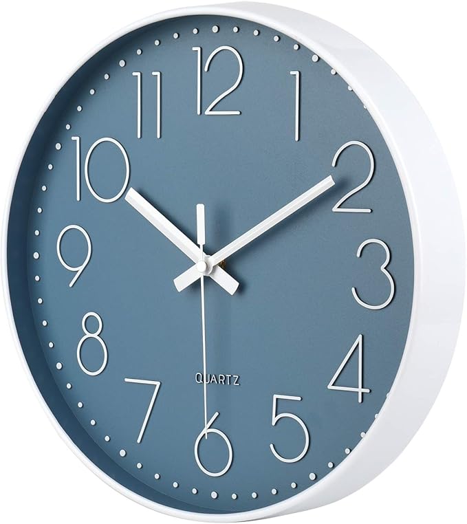 jomparis Large Wall Clock Decor for Pool Patio Home Bedroom Living Room (Blue 13.5 Inch)