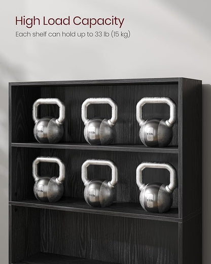 VASAGLE Set of 2 Bookshelves, 30 Inches Wide, 5-Tier Open Bookcases with Adjustable Storage Shelves, Floor Standing Units, Ebony Black ULBC175T56-2