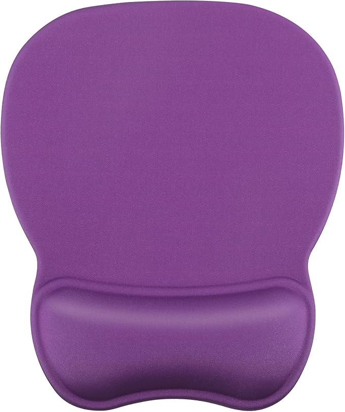 MROCO Ergonomic Mouse Pad with Gel Wrist Rest, 9.4 x 8.1 in, Violet Purple | Ergonomic Shape Design, Multiple Pattern Options, Gel Wrist Comfort, Smooth Lycra Surface, Non-Slip PU Base