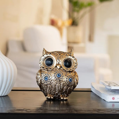 TOHLUCS Owl Statue Home Decor Accents with Evil Eye.Gold Decor for Bookshelf, Bedroom, Living Room, Office, Table and Shelf.Vintage Owl Figurines Gifts for Birds Lover.Cute Small Animal Sculptures.