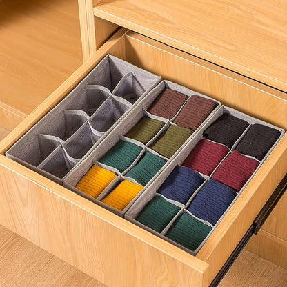 Qozary 3 Pack Sock Underwear Drawer Organizer Dividers, Collapsible Cabinet Closet Storage Boxes for Clothes, Socks, Lingerie, Underwear, Tie, Belt, Baby, Bedroom