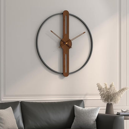 Cuspin 30 Inch Large Wall Clock for Living Room, Modern Silent Non Ticking Battery Operated Big Clock, Rustic Minimalist Wood Metal Frame Decorative Wall Clocks for Office, Bedroom, Kitchen