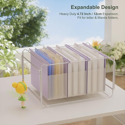 Extra Capacity Hanging File Folders, 4.72" Reinforced Wheat Straw Expanding Hanging Folder Letter Size, Heavy Duty for Filing Cabinets, File Organizer for Office & Home-Lavender Purple-3 Packs