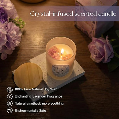 Candeldo Relaxing Birthday Gifts for Women: Purple Flower Candle Warmer Lamp with Scented Candles Mothers Day Gift Set for Mom Dimmable Wax Warmer with Timer