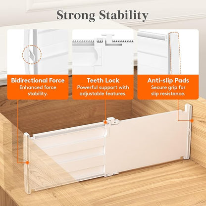 Lifewit 6" Tall 5 Pack Drawer Dividers, 11.5"-18.5" Adjustable Deep Drawer Organizer Clothes, Expandable White Plastic Separators for Dresser, Kitchen, Cabinet, Closet, Office Organization & Storage