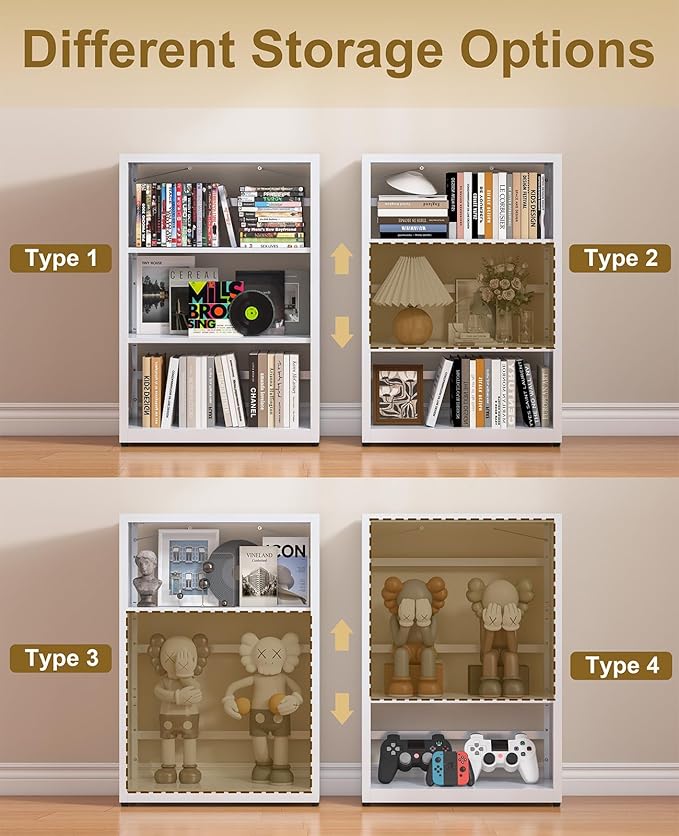 METALOONG 3 Tier Metal Book Shelf, Adjustable Bookcase with Anti-Tip Device & Leveling Feet, Heavy-Duty White Corner Bookshelf for Home Office, Bedroom, Garage