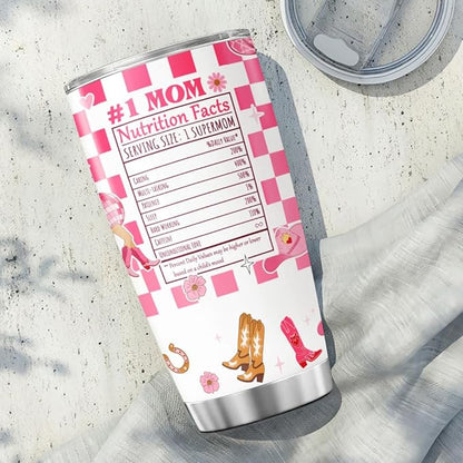 Cool Moms Nutrition Facts, Tumbler 20 Oz With Lid And Straw, Mom Simply Checkered Simple Handle Stainless Women Water Funny Mama Day Steel Hot, Cool Moms Club Gifts