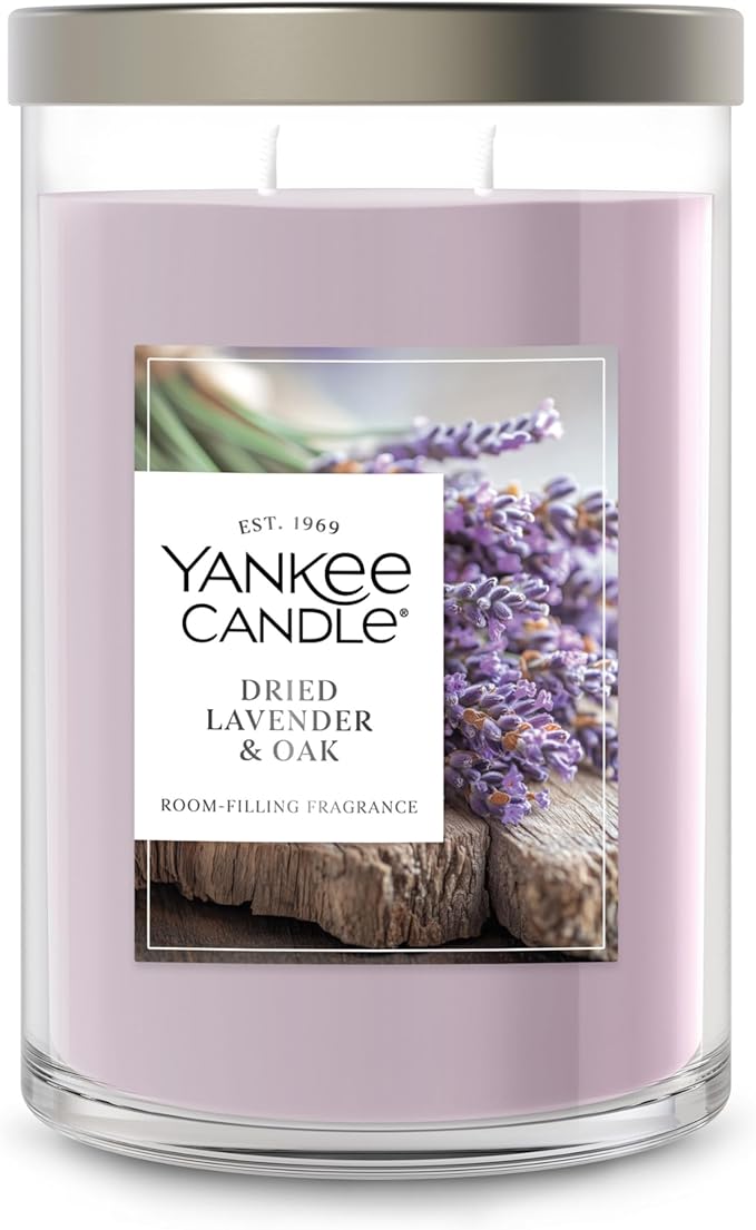 Yankee Candle Large Tumbler Scented Candle with up to 80 Hour Burn Time, Premium Plant Wax Blend for Consistent Burn, 20 oz Tumbler Candle with Room Filling Fragrance, Dried Lavender & Oak