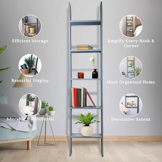 BARNWOODUSA Throw Blanket Ladder – Fully Assembled Reclaimed Wood – Rustic Decorative Ladder for Towels, Quilts, & More – Perfect Farmhouse Decor for Bathroom, Porch, or Living Room,5ft.