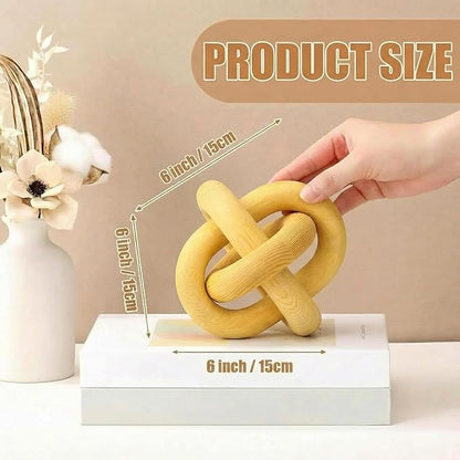 3 Link Wood Knot Decor Rustic Home Décor Accents Hand Carved Coffee Table Decoration, Boho Chain Link Decoration, Modern Shelf, Rustic Objects for Home Living Room Bedroom(Yellow)
