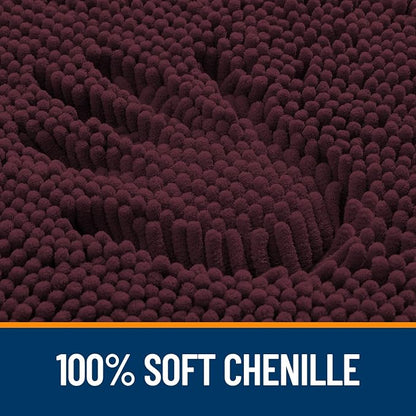 OLANLY Bathroom Rugs 34x21, Extra Soft Absorbent Chenille Bath Rugs, Rubber Backing Quick Dry, Machine Washable Bath Mats for Bathroom Floor, Tub and Shower, Home Decor Accessories, Black Cherry