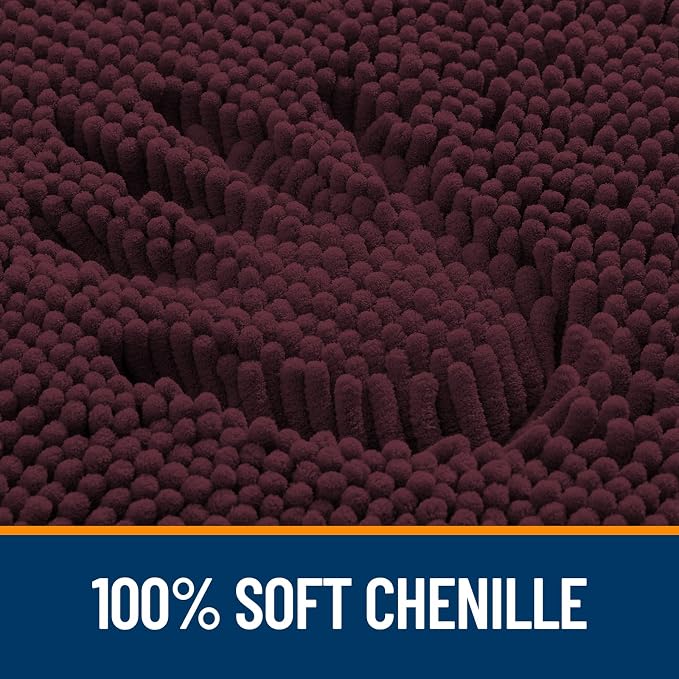 OLANLY Large Bathroom Rugs 40x24, Extra Soft Absorbent Chenille Bath Rugs, Rubber Backing Quick Dry, Machine Washable Bath Mats for Bathroom Floor, Tub and Shower, Home Decor Accessories, Black Cherry