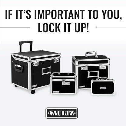 Vaultz Combination Lock Box - Secure Safe for Documents, Valuables, Medicine & Money - 10 x 7.25 x 7.75 Inch - Floral, Pink & Gray
