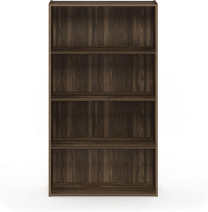 Furinno PASIR Book Shelf, 4-Tier Bookshelf, Bookcase with Open Shelf, 9.4 x 23.6 x 41.7, for Living Room, Bedroom, Home Office, Columbia Walnut
