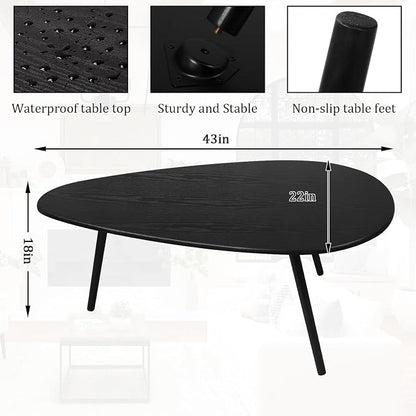 Modern Coffee Table for Living Room Small Mid Century Coffee Tables Rustic Oval Coffee Tables Retro Accent Sofa Center Tables for Living Room Easy Assembly 22" D x 43" W x 18" H