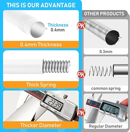 MEXAU Shower Curtain Rod 45-77 Inch White Shower Rod 7/8" Tension Curtain Rod Adjustable Curtain Rods No Drilling Shower Tension Rod Shower Curtain Tension Rod for Bathroom Windows Doorways