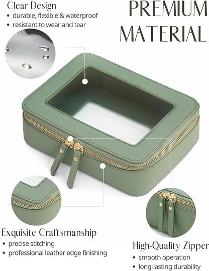 Popvibe Clear Makeup Bag Travel Cosmetic Case Transparent Toiletry Bag with Zipper, Portable Make Up Organizer Traveling Compact Car Bag for Essentials
