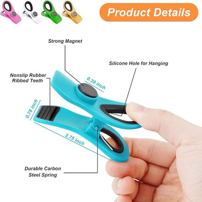 Jetmore 30 Pack Chip Clips Bag Clips, Multipurpose Magnetic Plastic Food Clip, Multicolor Refrigerator Magnet Clip, Office Paper Clamps