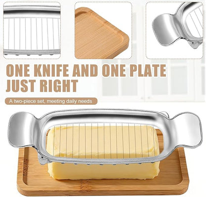 lasuroa Stainless Steel Cheese Cutter and Butter Slicer - Multifunctional Kitchen Food Tool for Block Cheeses and Butter
