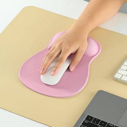 EooCoo Ergonomic Pink Mouse Pad with Gel Wrist Rest Support Middle Concave Design, Relieve Wrist Pain Mousepad, Wrist-Contoured Design for Carpal Tunnel Syndrome, Office Desk Accessories for Women