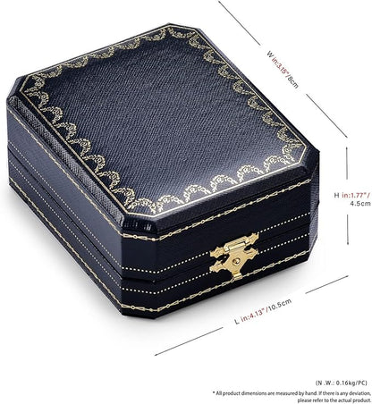 Oirlv Double Ring Box Royal Blue Ring Bearer Box for Engagement Wedding Jewelry Gift Case
