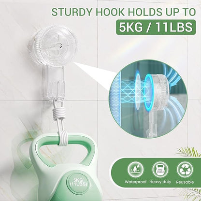 LUXEAR Suction Cup Hooks 4 Pack, Shower Hook Waterproof Vacuum Damage-Free Suction Hangers for Bathroom Kitchen Removable Reusable Suction Holders for Towel Loofah Bathrobe Christmas Wreath Decor