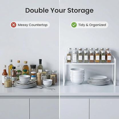 Cabinet Organizer 14.8''W 44 LBS Load Capacity Heavy Duty Kitchen Pantry Shelf Counter Countertop Storage Rack