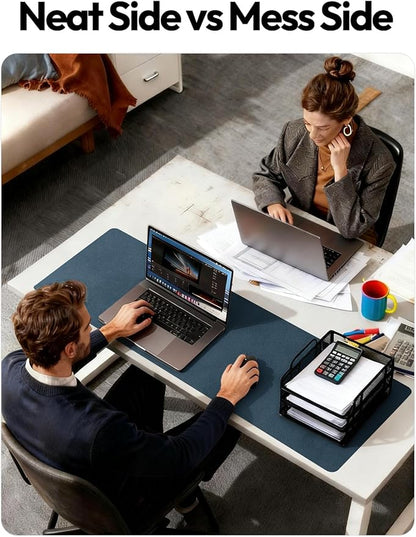 YSAGi Leather Desk Pad Protector, Office Desk Mat, Large Mouse Pad, Non-Slip PU Leather Desk Blotter, Laptop Desk Pad, Waterproof Desk Writing Pad for Office and Home (Dark Blue,55" x 24")