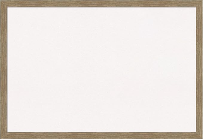 Amanti Art White Cork Board for Wall, 26x38 Vision Board with Brown Wood Frame, Large Corkboard Office Decor for Home Organization, Casual Corkboard Pinboard to display items for home organization