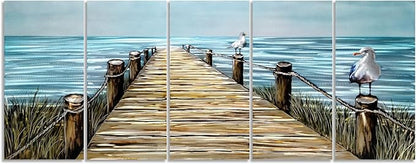 YHSKY ARTS Beach Metal Wall Art - Handcrafted Rustic Bridge Sculpture Set for Home Decor