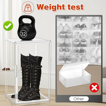 23.6'' Tall Acrylic Display Case XXXXX-Large Purse Handbag Organizer 13.8''x 12.2''x 23.6'' Clear Tall Boot Totes Storage Box Transparent Huge Figure Collectibles Showcase with Magnetic Lid