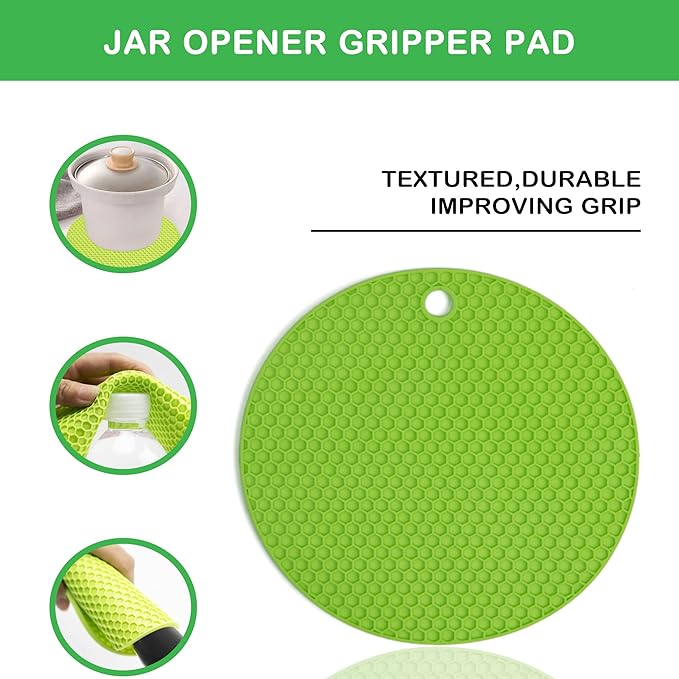 Jar Opener for Weak Hands, Seniors with Arthritis, 5 in 1 Multi Function Bottle Opener Lid Opener For Arthritic Hands with Non Slip Rubber Jar opener Gripper Pad(green)