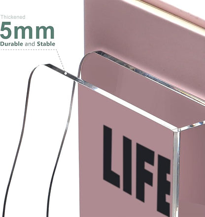 SANRUI Acrylic Desk Organizers, Clear Magazine File Holder, 5 Vertical Compartments A4 Folder Binder Holders Sorter, Office Desktop Workspace Organization Storage Rack for Office Home School