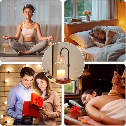 Candle Warmer Lamp Electric Timer: Dimmable Candles Warming Lamps - Height Adjustable Burner Jar - No Flame Scented Melts Wax - All Candle Jars Home Decor Table Light