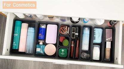 Kutesna 15 PCS Interlocking Desk Drawer Organizer Separator for Office,Bathroom,Kitchen,Makeup（Black）