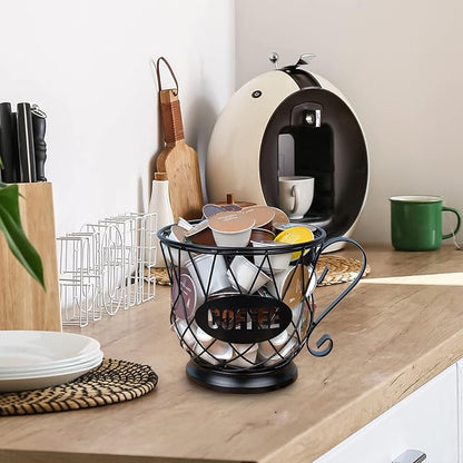 TreeLen Coffee Pod Holder, K Cup Organizer, Large Capacity K Cup Holder for 40 K Cups, K Pod Storage for Coffee Bar - Black