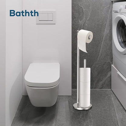 Toilet Paper Holder Stand, Toilet Paper Stand Brushed Nickel, Free Standing Toilet Paper Holder, Toilet Paper Storage by Bathth