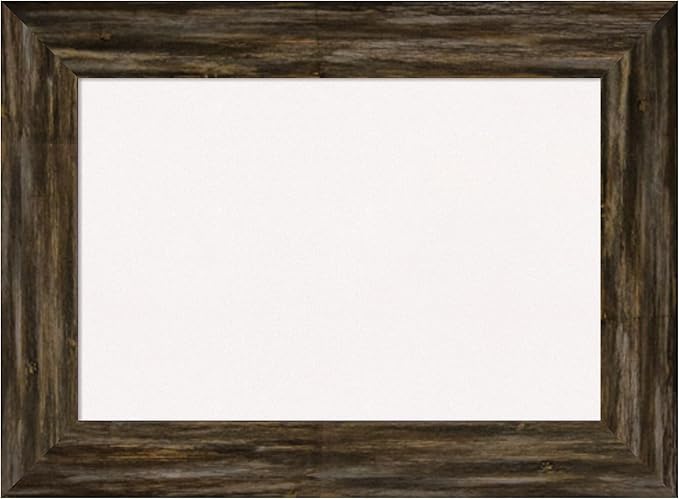 Amanti Art White Cork Board for Wall, 17x23 Vision Board with Brown Wood Frame, Small Corkboard Office Decor for Home Organization, Country Rustic Corkboard Pinboard to Display Items for Home