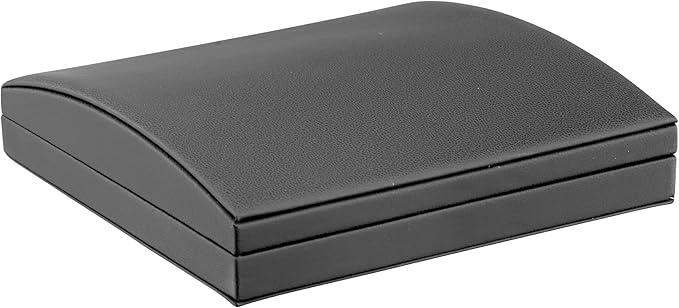 Luxury Dome-Shape Leather Necklace Box - Leather Interior Chain & Necklace Jewelry Gift Box for Men & Women - Necklace Case with Cream Ribbed Fancy Outer Box & Matching Bow Ribbon