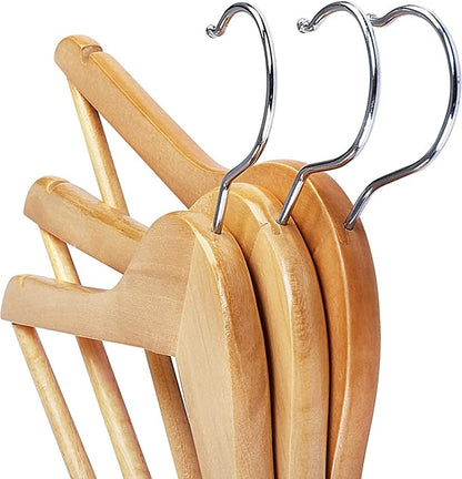 Utopia Home Premium Wooden Hangers 30 Pack - Heavy Duty & Durable Coat Hanger - Wood Hanger with 360-Degree Rotatable Hook - Clothes Hangers with Non-Slip Shoulder Notches For Shirts & Coats (Natural)