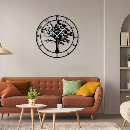 Blorple 24inch/60cm Large Tree of Life Wall Clocks for Living Room Decor,Bedroom,Battery Operated Big Metal Decorative Analog Silent Non Ticking Wall Clock,Room Wall Decor (Tree of Life, 24 inches)