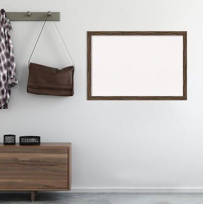Amanti Art White Cork Board for Wall, 27x39 Vision Board with Brown Wood Frame, Large Corkboard Office Decor for Home Organization, Rustic Farmhouse Corkboard Pinboard to display items for home