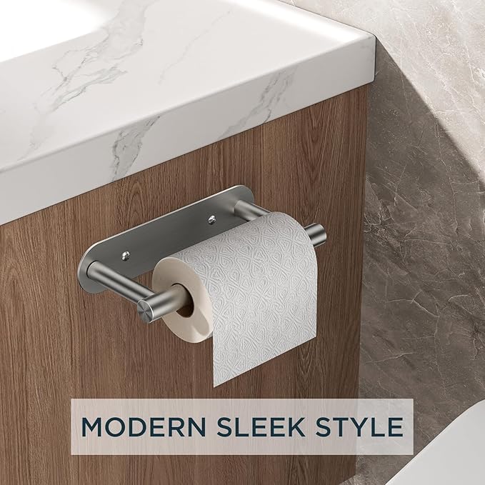 FORIOUS Toilet Paper Holder, Adhesive or Screw Wall Mount Pivoting Tissue Roll Holder for Bathroom, Stainless Steel Rustproof Self Adhesive Toilet Paper Roll Holder no Drilling, 2 Pack Brushed Nickel