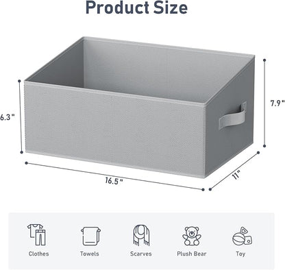 DIMJ Closet Storage Bins 8 Pack - Fabric Storage Baskets for Shelves, Large Clothes Organizers with Handles, Trapezoid Shelf Organization Storage Cubes for Purse, Toys, Books, Towel, Clothes