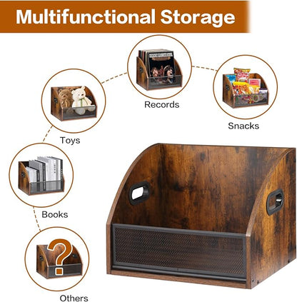 Vinyl Record Storage, Vinyl Record Album Holder, Retro Album Storage Record Case Box, Record Box Case Crate, Wooden LP Record Crate, Record Organizer for Home Decor and Collection Display