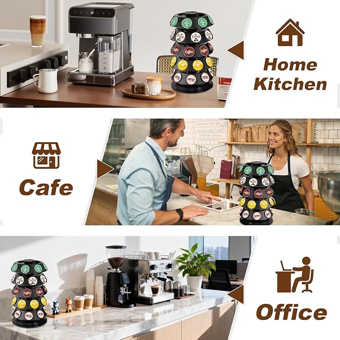 K Cup Holder, Coffee Pod Holder for Keurig - 40 Capsule Spinning Organizer with 360° Turntable, Space Saving K Cup Storage for Kitchen Counter, Office & Coffee Bar