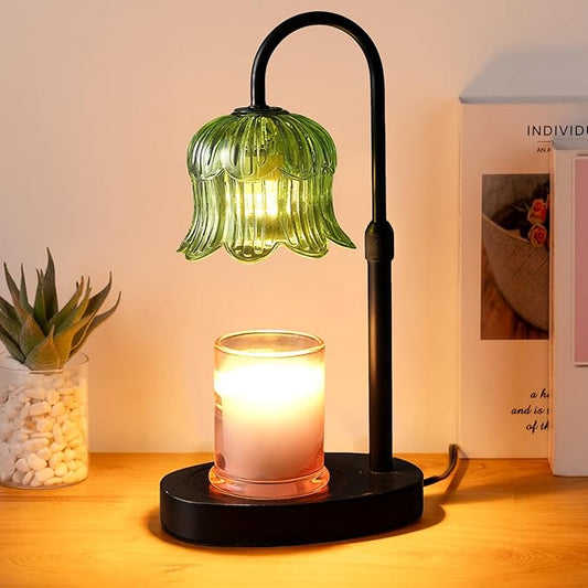 CRMILL Candle Warmer Lamp Electric Timer - House Gifts New Home Bedroom Decor Candle Lamps Green Candle Lights