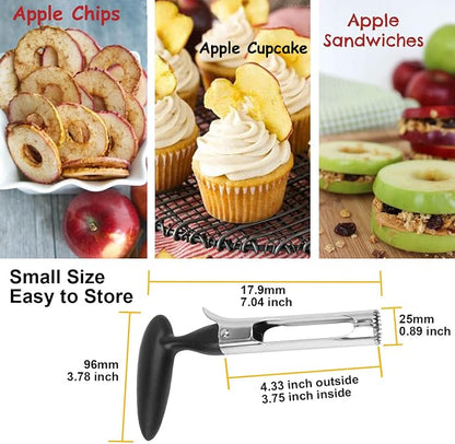 Small Apple Corer Tool Stainless Steel Cool Kitchen Gadgets Fruits Core Remover for Coring Pears Tomatoes Bell Peppers Fuji Honeycrisp Gala Cupcake Small Vegetables - Black