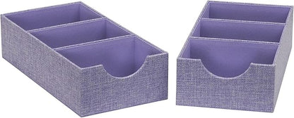 Household Essentials Iris-Colored Cardboard Trays with PP Accents, Set of 2